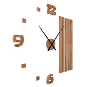 Horloge murale en bois, silencieuse, grand design, diamètre minimaliste, en bois de chêne, surdimensionnée, 3D, moderne, DIY image 3