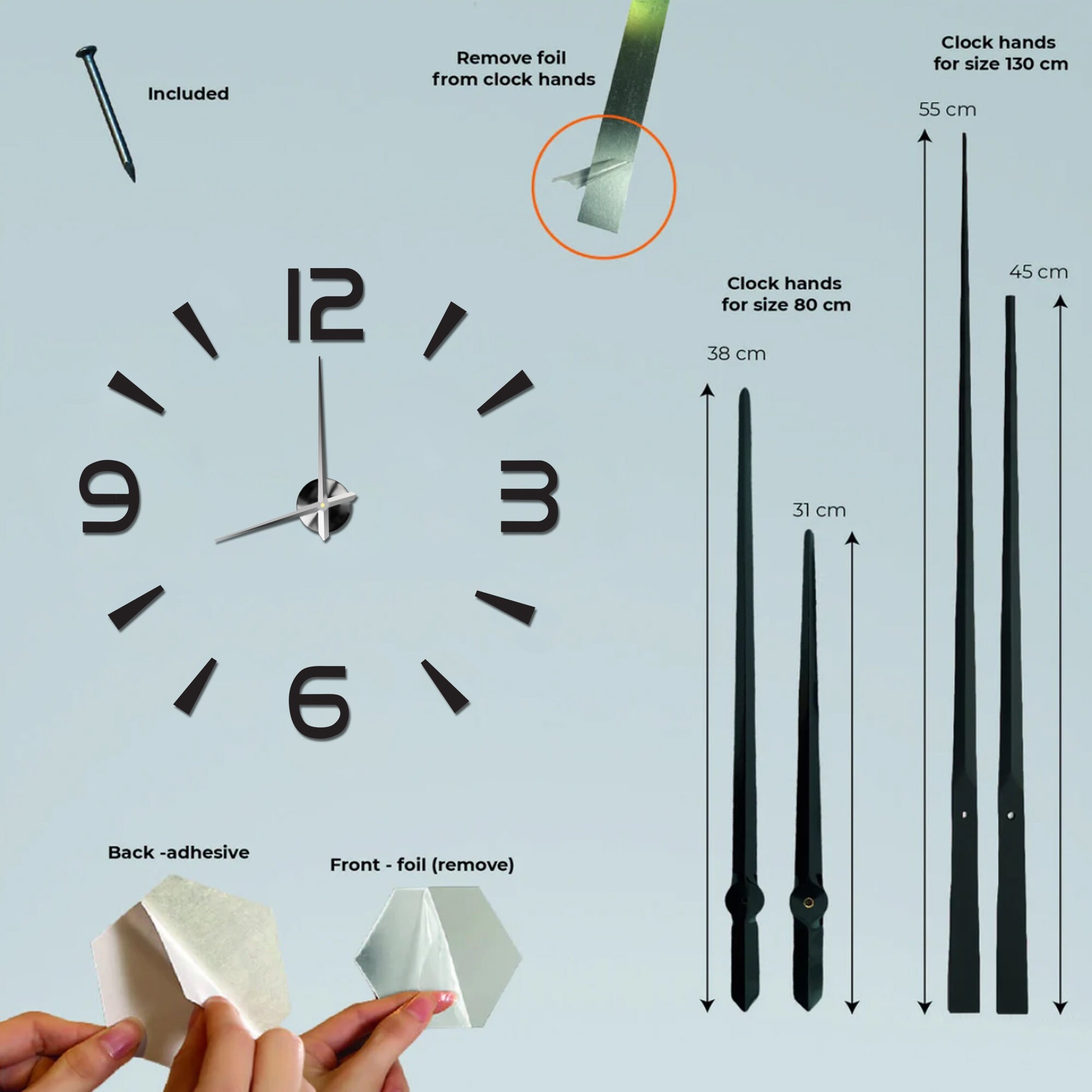Modern 3D DIY Wall Clock Sticker: Large Acrylic Mirror Decor - Etsy