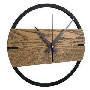 Holzwanduhr, moderne Wanduhr Eiche, Holzuhr, große Uhr, Holzuhr, Eichenholz-Wanduhr, 3D-Wanduhr-Dekoration DUNKEL Bild 4