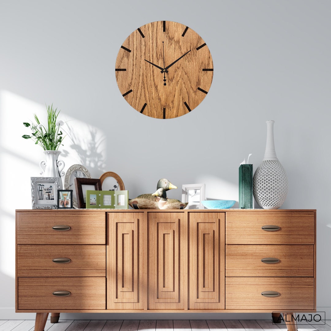 Oak Wooden Wall Clock: Modern Laser Cut Silent Clock - Etsy