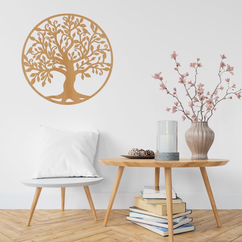 Levensboom kunst aan de muur, hout kunst decor, houten wanddecoratie, hangende muur binnen, houten levensboom, houten boom muur kunst thuis Beech