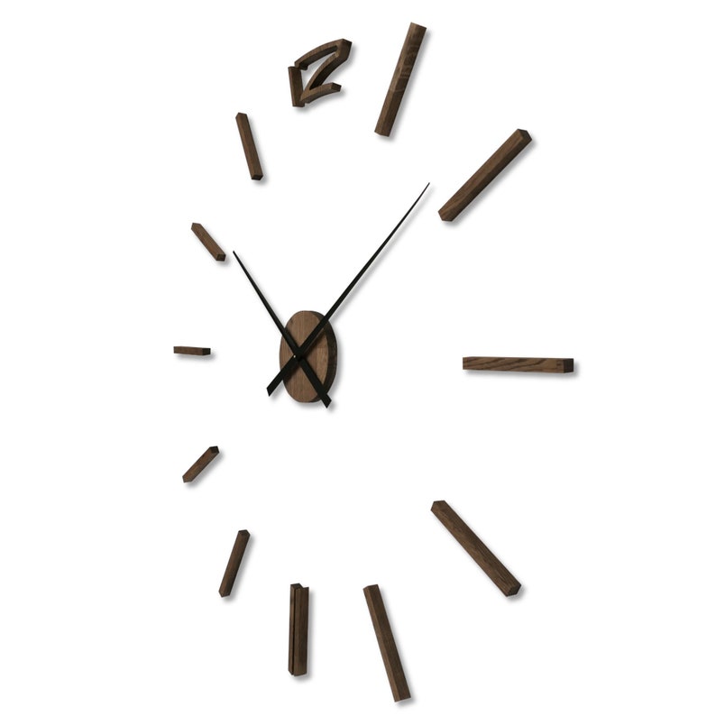 Eichenholz Wanduhr 3D Effekt Holz Wanduhr Lautlos Große Uhr Durchmesser Minimalistische Eichenholz Uhr Übergroße Wand Moderne Uhr DIY Bild 7