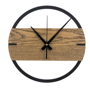 Holzwanduhr, moderne Wanduhr Eiche, Holzuhr, große Uhr, Holzuhr, Eichenholz-Wanduhr, 3D-Wanduhr-Dekoration DUNKEL Bild 5