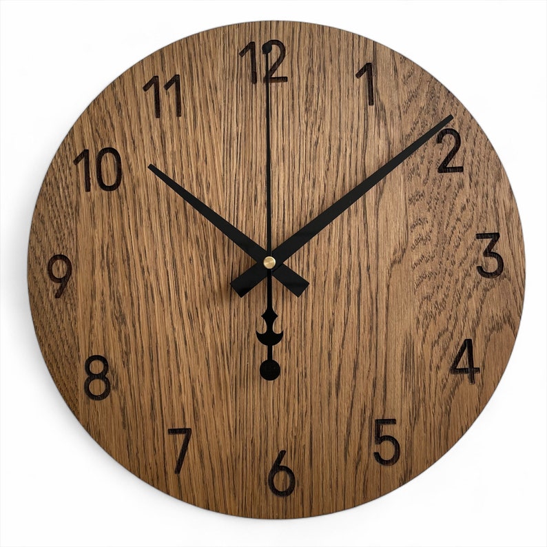 Wall Clock Wood Wall Clock Kitchen Large Wall Clock for Wall Wooden Clock Wall Clock Wall Modern Wood Clock Numbers Thickness: 3.6 mm Wax oil: DARK 3073