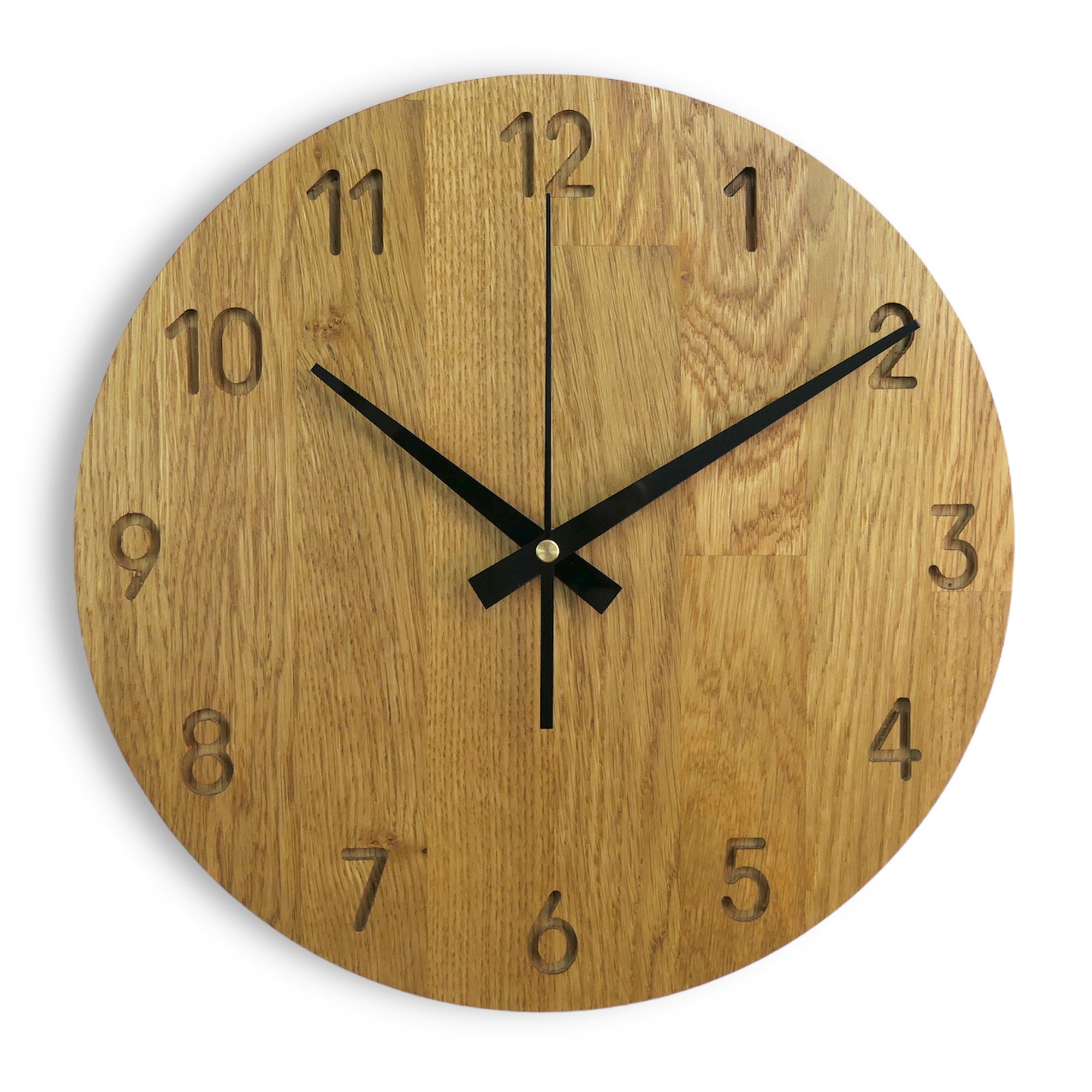 Oak Wood Wall Clock: Modern Minimalist Design, Silent Movement - Etsy