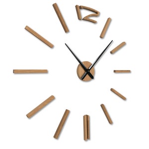 Big 3D Effect Wall Clock Wooden Wall Clock Silent Large Desing Clock Diameter Minimalist Oak Wood Clock Oversized 3D Wall Modern Clock DIY