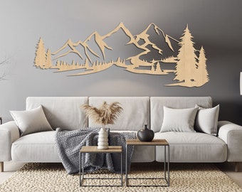 Wooden Mountain Wall Art: Nature & Forest Home Decor