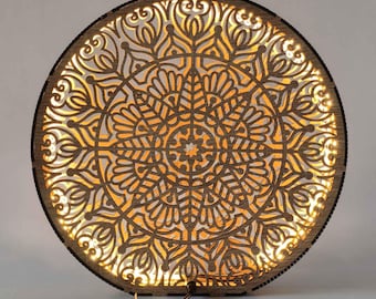 Dimmable Mandala Lamp, Laser Cut Wooden Light Box, Table Decor, Ambient Night Light, Boho Bedroom Lighting, Unique Gift for Mom
