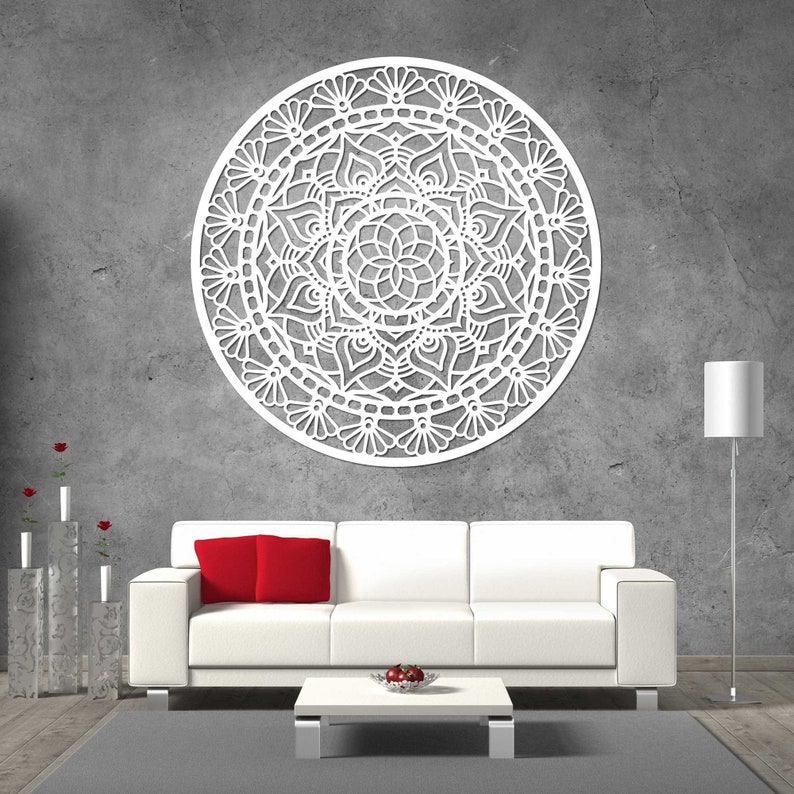 Mandala dentelle en bois, décoration d'art murale familiale, décoration mandala en bois, décoration murale fleur de vie, décoration d'intérieur, cadeau décoration en bois White