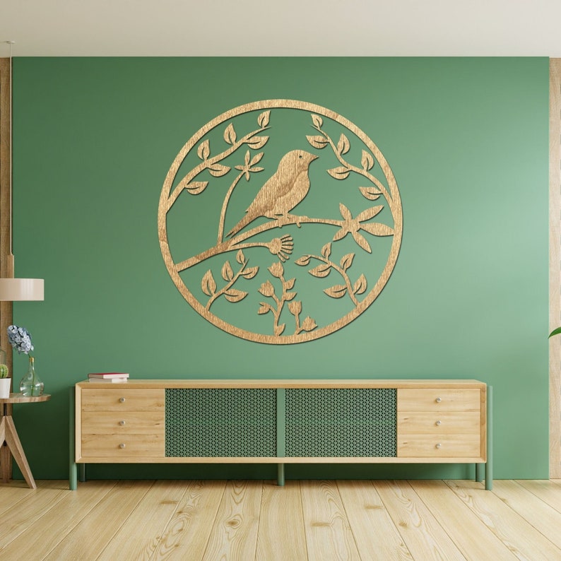 Holzwand Mandala Zuhause Wandbehang Dekor Vogelnest Design aus Holz Eleganz und natürliche Schönheit für Ihren Wohnraum Amber