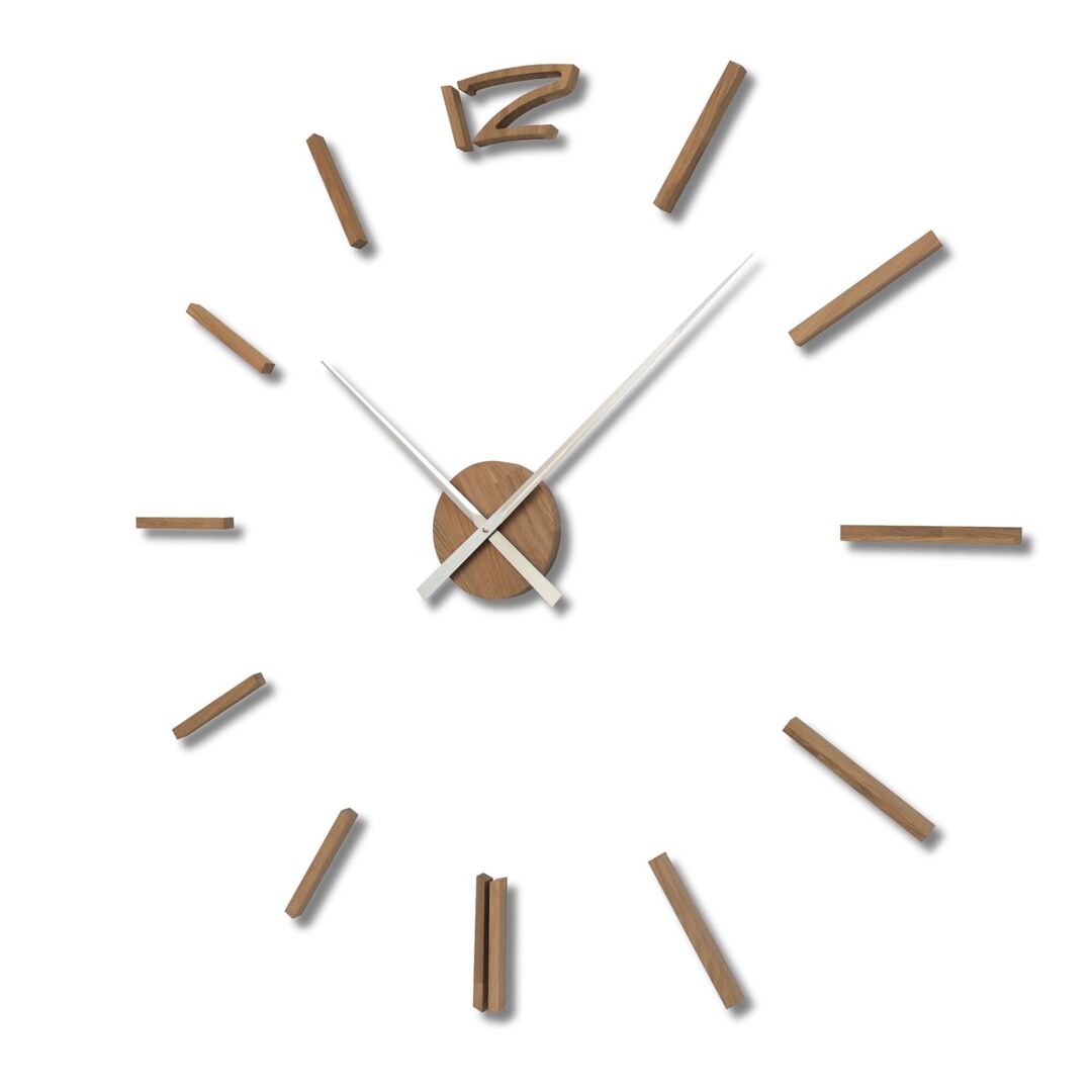 Big 3D Effect Wall Clock Wooden Wall Clock Silent Large Clock Diameter