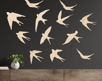 Wooden Swallow Wall Decor - Flying Birds Art, Minimalist Home Design