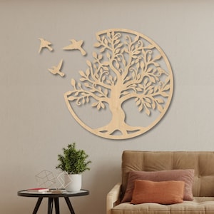 Elegantes, exklusives Holz-Wandkunst-Dekor, Blumen-Wandbehang, Mandala-Holz-Wandkunst, Schlafzimmer, Holz-Wandpaneel, Wohnzimmer, Baum des Lebens Bild 5