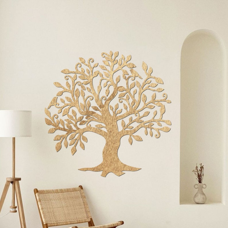 Branches Tree Wall Decor Wood Wall Art Wooden decoration Tree of life Wood tree Home Decoration Painting on a wood wall Amber