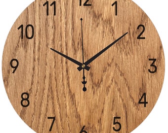 Reloj de pared Reloj de pared de madera Cocina Reloj de pared grande para pared Reloj de madera Reloj de pared Reloj de pared moderno de madera Números / Espesor: 3,6 mm