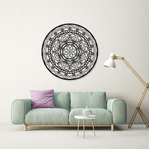 Mandala in pizzo in legno, decorazione d'arte da parete per la famiglia, decorazione mandala in legno, decorazione da parete fiore della vita, decorazione per la casa, regalo di decorazione in legno Black