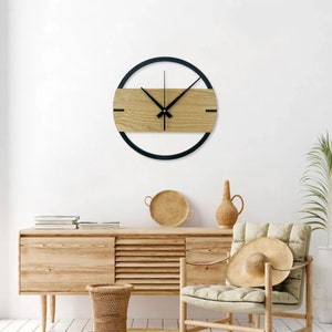 Horloge murale en bois, horloge murale unique, horloge murale en bois, horloge en bois, grande horloge, horloge en bois, horloge murale en bois, horloge murale en chêne image 4