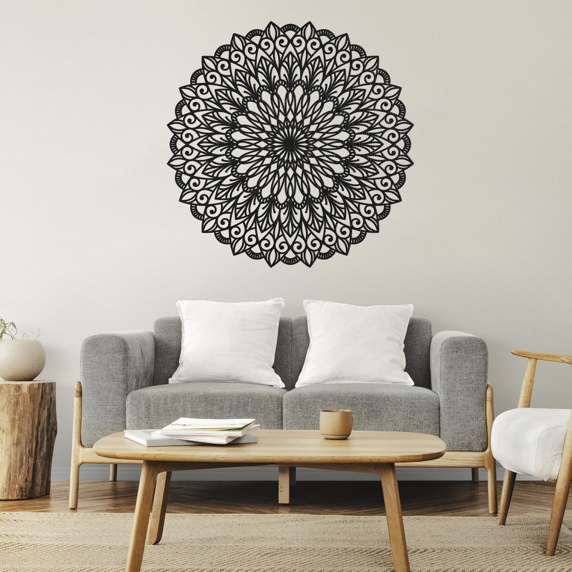 Elegant Wooden Mandala Wood Wall Art Decor Flower Interior - Etsy