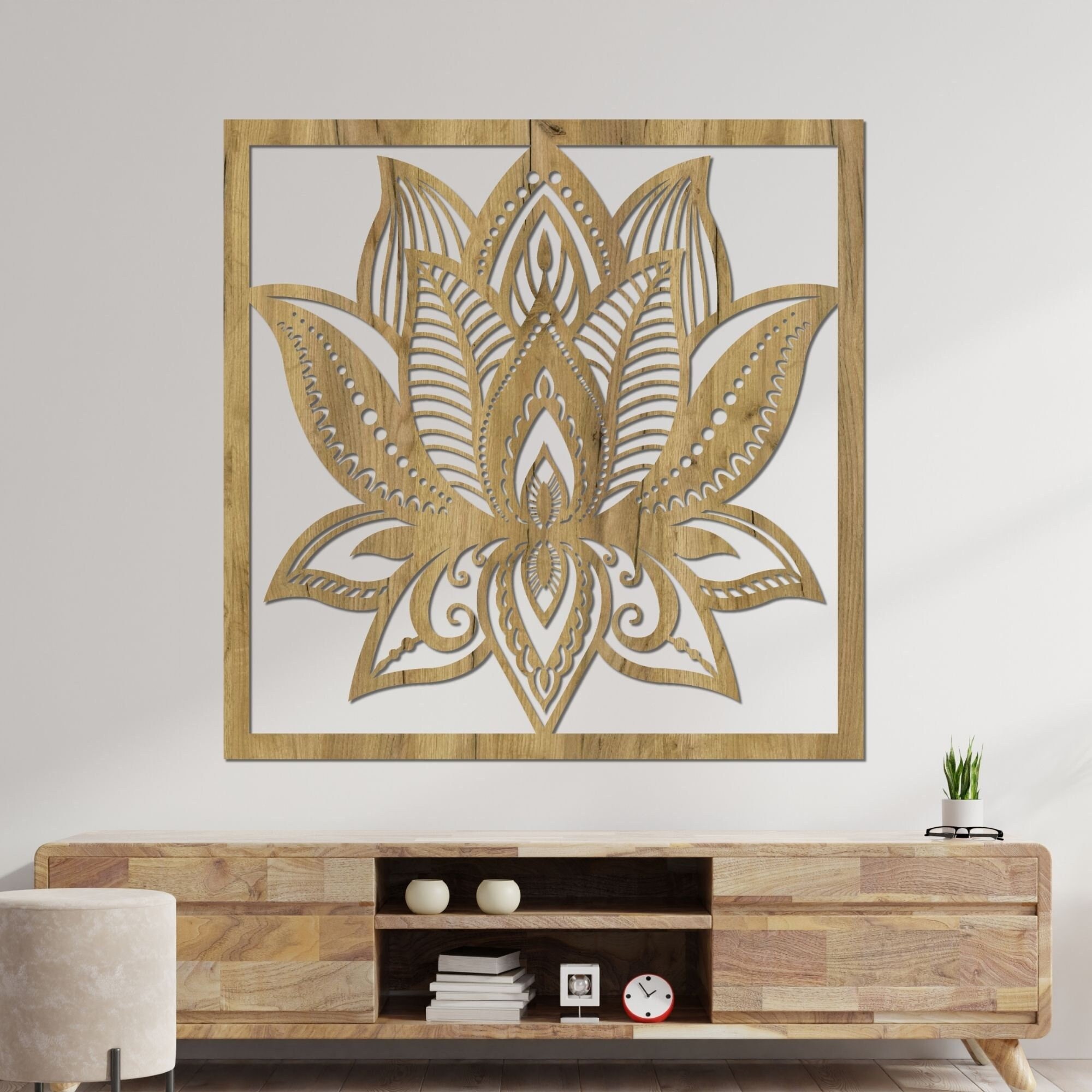 Lotus Flower, Wall Art,Woode Decoration, Wall Hanging, Wood Decor, Living Room Decor, Large Wooden Decoration, Wall Panel, Yoga