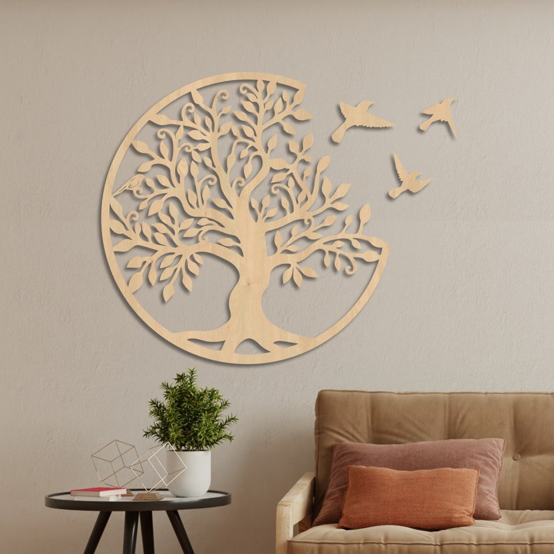 Elegant Wooden Exclusive Wood Wall Art Decor Flower Wall Hanging Mandala Wood Wall Art Bedroom Wood Wall Panel Living Room, Tree Of Life Maple