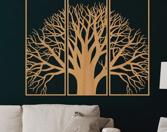 Art mural en bois pour salon, décoration d'arbre en bois, chambre au-dessus du lit, décoration en bois suspendue pour la maison, décoration murale, panneau en bois
