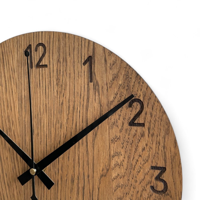 Reloj de pared Reloj de pared de madera Cocina Reloj de pared grande para pared Reloj de madera Reloj de pared Reloj de pared moderno de madera Números / Espesor: 3,6 mm imagen 10