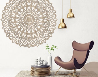 Grote Houten Mandala Muurdecoratie – Boho Laser Gesneden Ronde Decoratie voor Modern Interieur