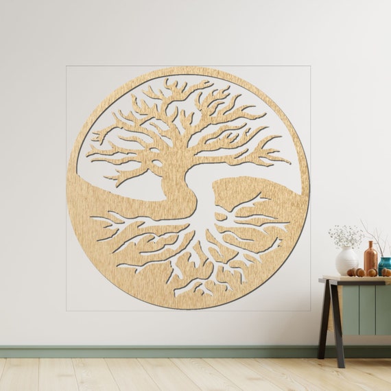 Houten muurkunst levensboom: modern decor stamboom - België Houten muurkunst levensboom: modern decor stamboom - België
