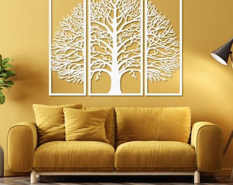 Tree of Life Wood Wall Art – 3-Panel Wooden Decor, Symbol of Strength, Balance & Harmony