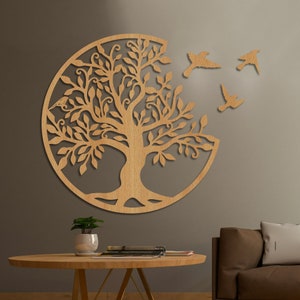 Elegant Wooden Exclusive Wood Wall Art Decor Flower Wall Hanging Mandala Wood Wall Art Bedroom Wood Wall Panel Living Room, Tree Of Life Beech