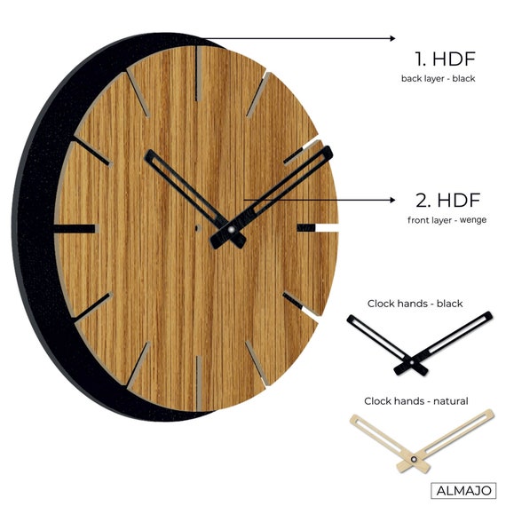 Reloj de pared nórdico de madera: HDF cortado a láser, decoración