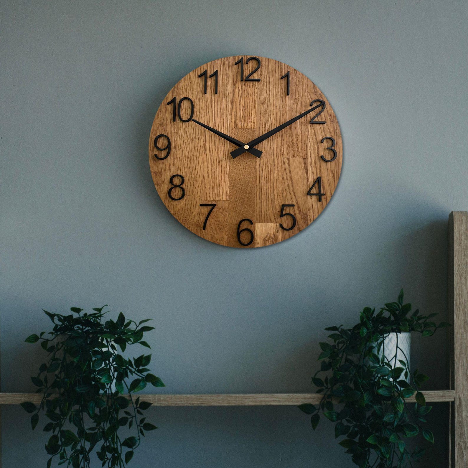 Large Oak Wood Wall Clock: Silent, Modern Minimalist Decor - Etsy