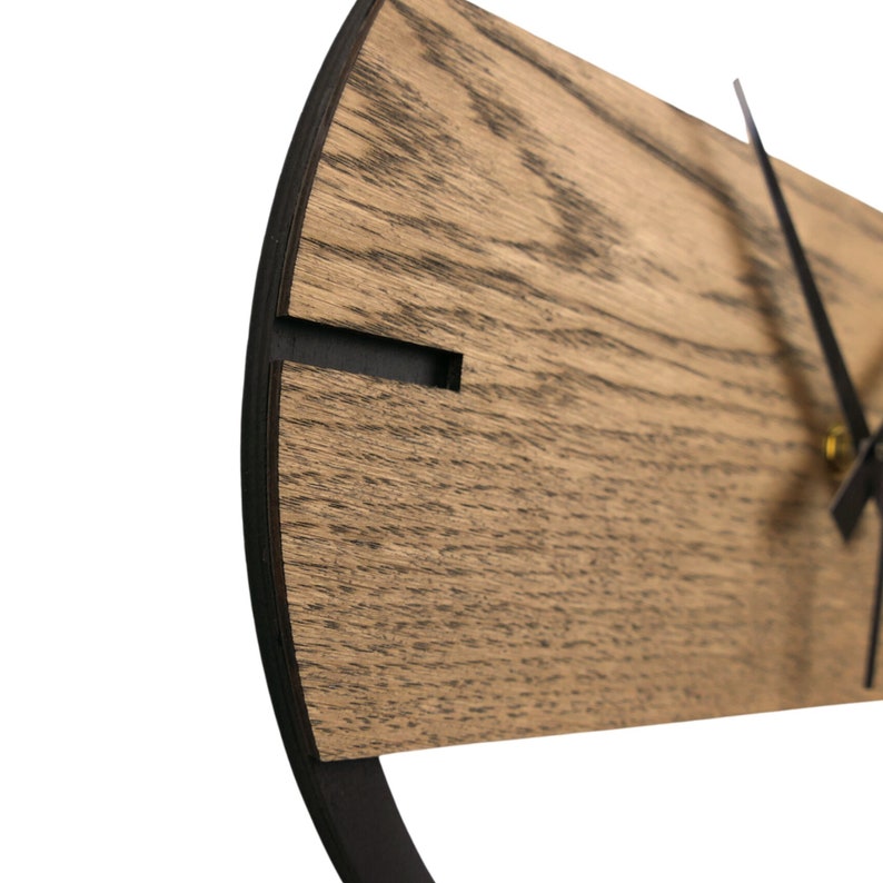 Holzwanduhr, moderne Wanduhr Eiche, Holzuhr, große Uhr, Holzuhr, Eichenholz-Wanduhr, 3D-Wanduhr-Dekoration DUNKEL Bild 2