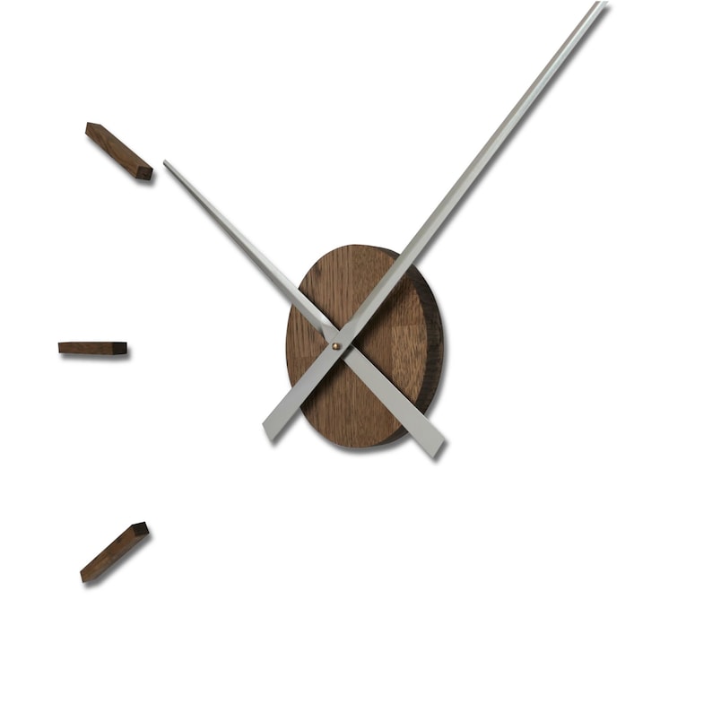 Eichenholz Wanduhr 3D Effekt Holz Wanduhr Lautlos Große Uhr Durchmesser Minimalistische Eichenholz Uhr Übergroße Wand Moderne Uhr DIY Bild 9