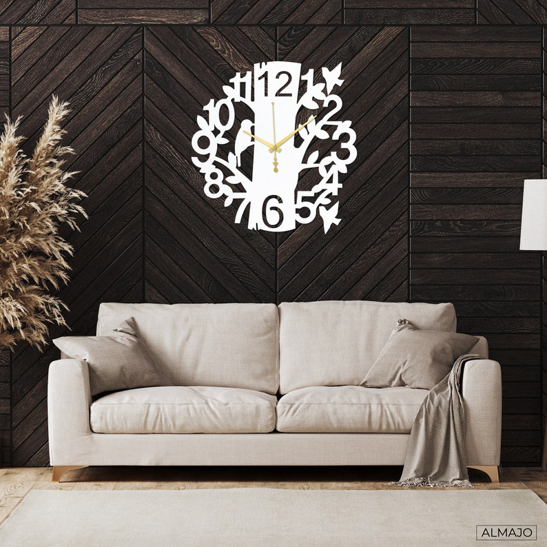 Wood Wall Clock Bird Nature Laser Cut Decorative Wall Etsy