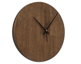 Wooden Wall Clock Oak Wall Clock Modern Wood Clock Home Decoration, Wall Massif Art Oak Wood Wall Clock Minimalist Large Numbers Wall Clock