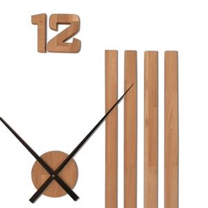 Horloge murale en bois, silencieuse, grand design, diamètre minimaliste, en bois de chêne, surdimensionnée, 3D, moderne, DIY image 9