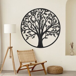 Mandala ad albero / Arte da parete / Decorazione in legno / Mandala grande / Appeso a parete / Decorazione in legno / Albero geometrico / Regalo per lei Black