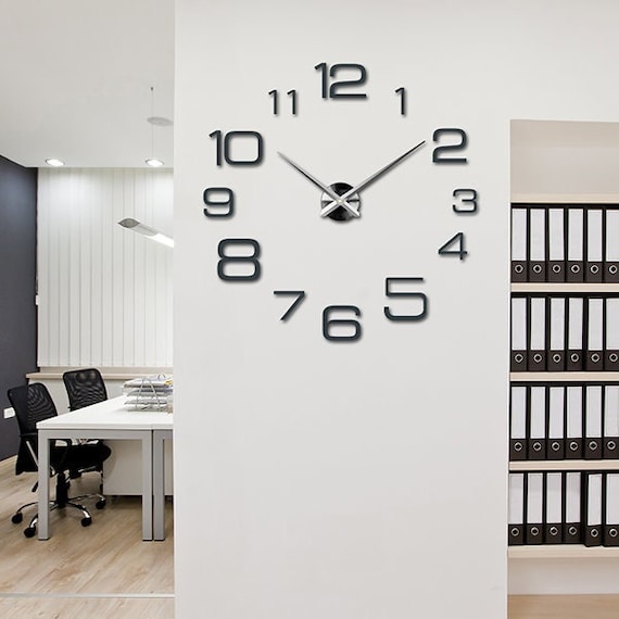 Reloj de pared grande y moderno, reloj de pared 3D, decoración del hogar, reloj  de pared con espejo, reloj 3D moderno acrílico para propietarios de  viviendas, reloj de sala de estar 