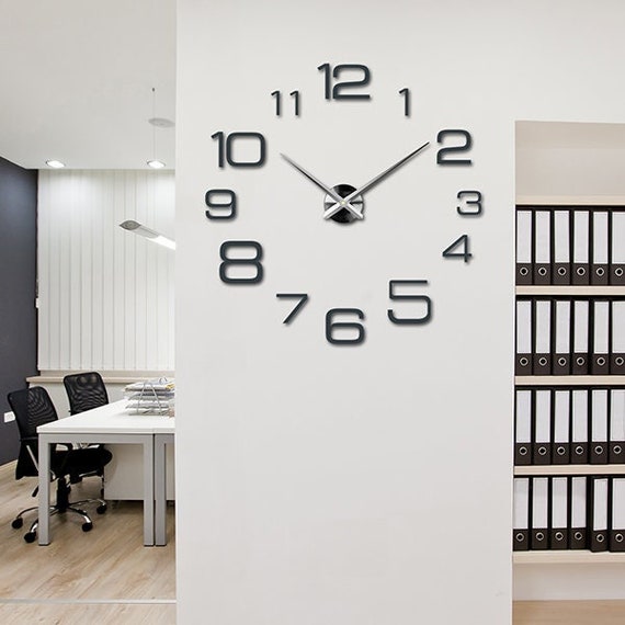 Reloj de pared grande y moderno, reloj de pared 3D, decoración del hogar,  reloj de pared con espejo, reloj 3D moderno acrílico para propietarios de  viviendas, reloj de sala de estar 