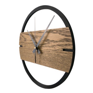 Holzwanduhr, moderne Wanduhr Eiche, Holzuhr, große Uhr, Holzuhr, Eichenholz-Wanduhr, 3D-Wanduhr-Dekoration DUNKEL Bild 7