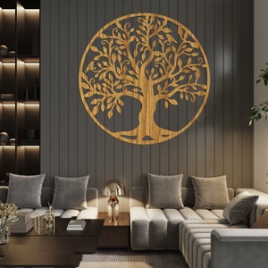 Art mural arbre de vie, art déco en bois, décoration murale en bois, décoration murale intérieure, arbre de vie en bois, art mural arbre en bois pour la maison Oak