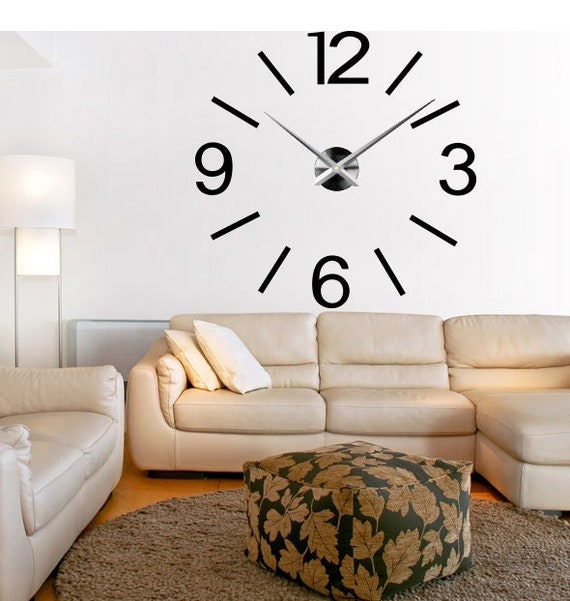 Reloj de pared grande 3d, reloj de pared grande de diseño moderno, adorno de  pared Vintage para sala de esta…