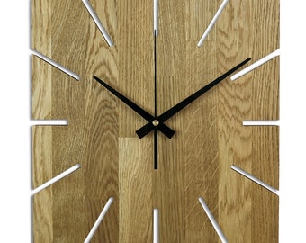 Reloj de pared de madera de miel Reloj de pared de roble Reloj de madera moderno Decoración del hogar Arte macizo Reloj de pared de madera de roble Reloj cuadrado grande minimalista