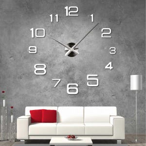Reloj de pared grande con espejo 3D moderno: decoración del hogar DIY