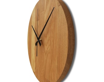 Wooden Wall Clock Oak Wall Clock Modern Wood Clock Home Decoration, Wall Massif Art Oak Wood Wall Clock Minimalist Large Numbers Wall Clock