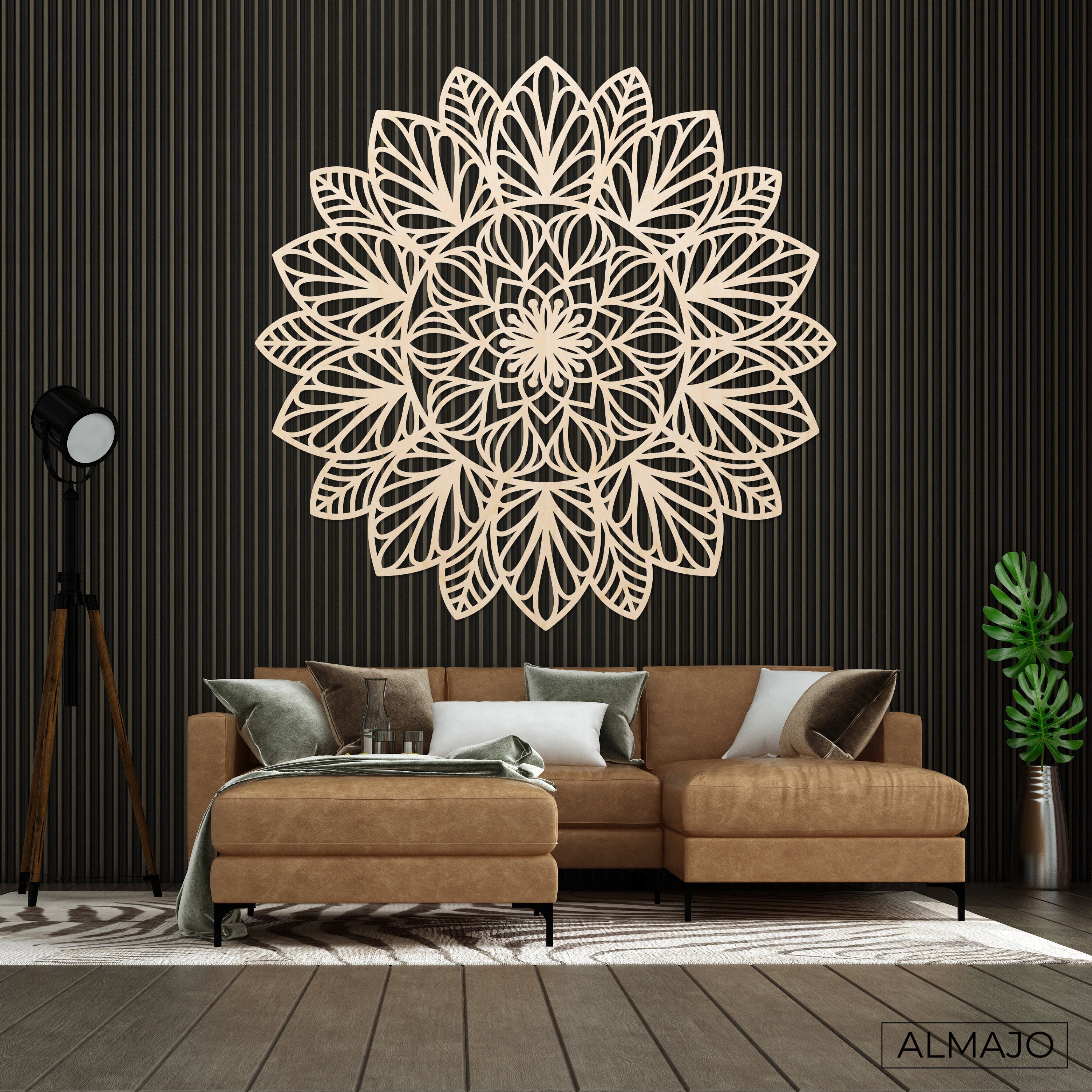 Mandala de madera, arte de pared de madera, pared de decoración grande,  colgante de pared, obras de arte decorativas, flor de madera, mandala de  madera circular, loto de arte de pared 