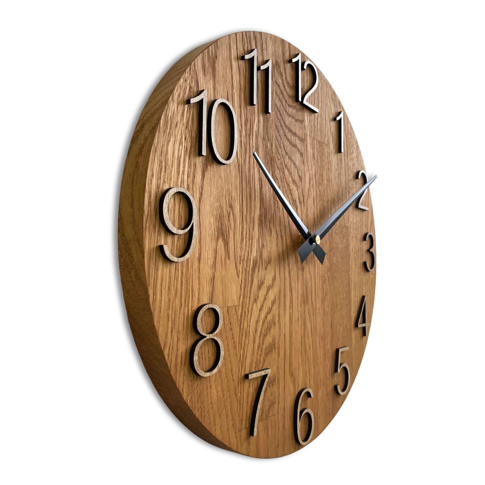 Large Oak Wood Wall Clock: Silent, Modern Minimalist Decor - Etsy