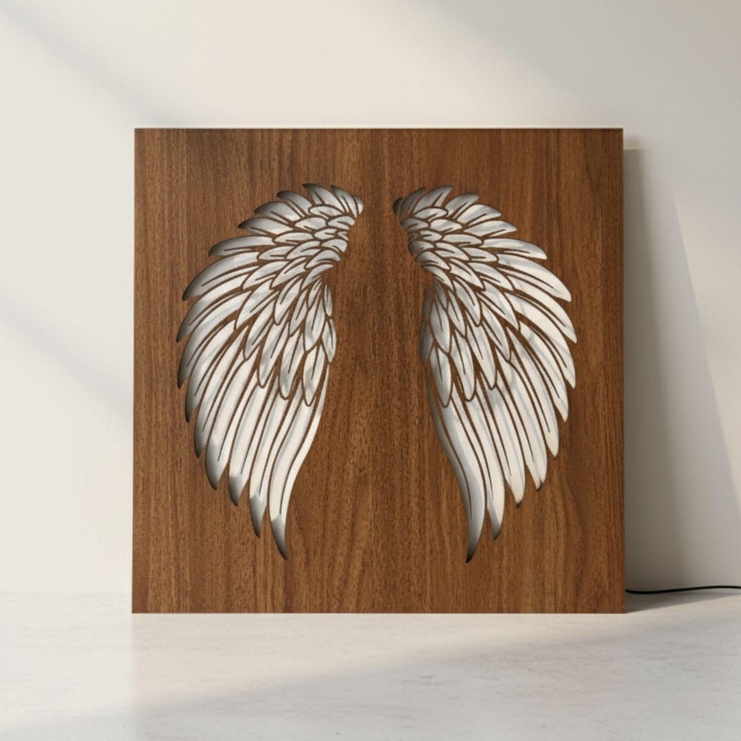 Wooden LED Backlit Wall Art – Angel Wings Decor - Etsy
