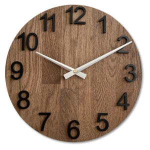 Moderne Wanduhr aus Holz – Stille Eiche Massiv – Handgefertigtes Minimalistisches Dekor – Eleganter Zeitmesser für Zuhause & Büro, Minimalistische Wanduhr